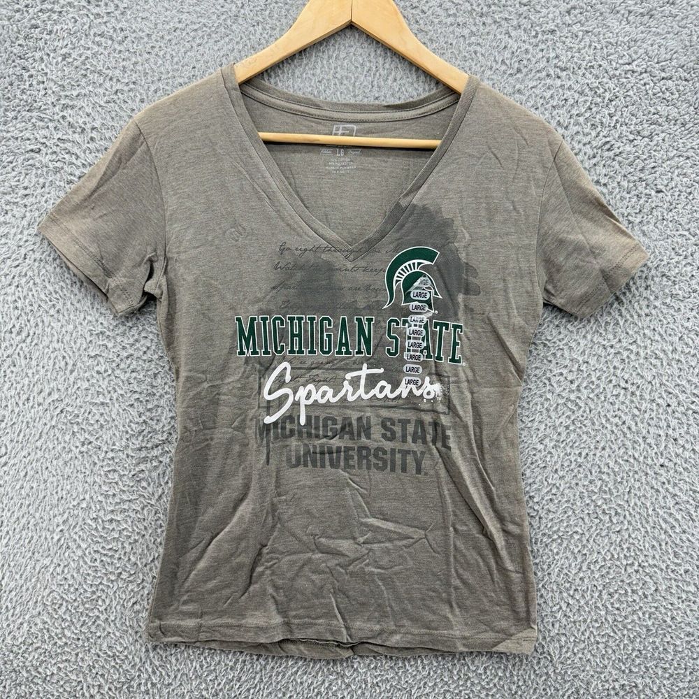 J2 Sports Michigan State Spartans Womens V-neck T-shirt Size Large NWT